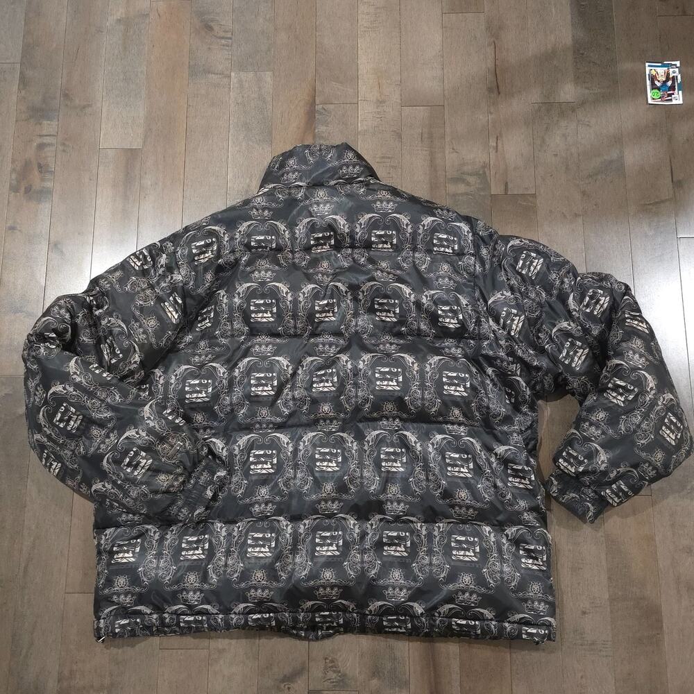 Sean John Puffer Jacket 2XL Black Full Zip Crown Crest Monogram Print Coat - Picture 13 of 15